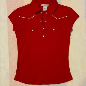 Vintage Small Red Western Abercrombie & Fitch Red Button Top